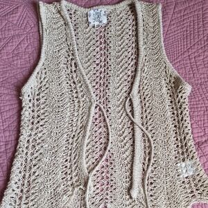 Hippie Rose Cream Knit Open Vest